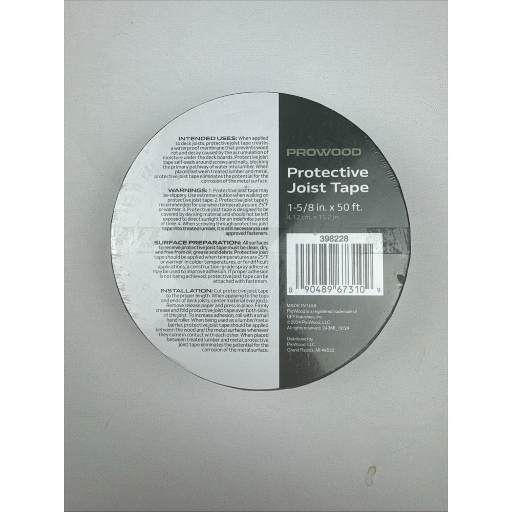 Prowood 1-5/8 in. x 50 ft. Black Butyl Deck Protective Joist Tape 398228